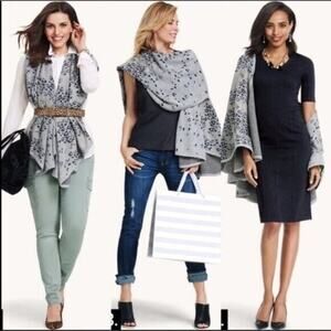 CAbi Gray Patterned Poncho